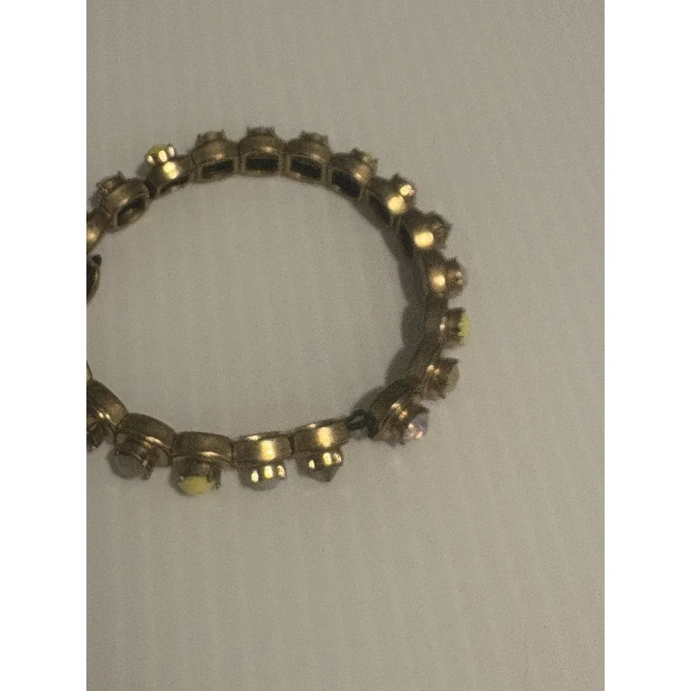 J‎ Crew Multicolored Gold Tone Stretch Bracelet With Multicolored Stones Rare!